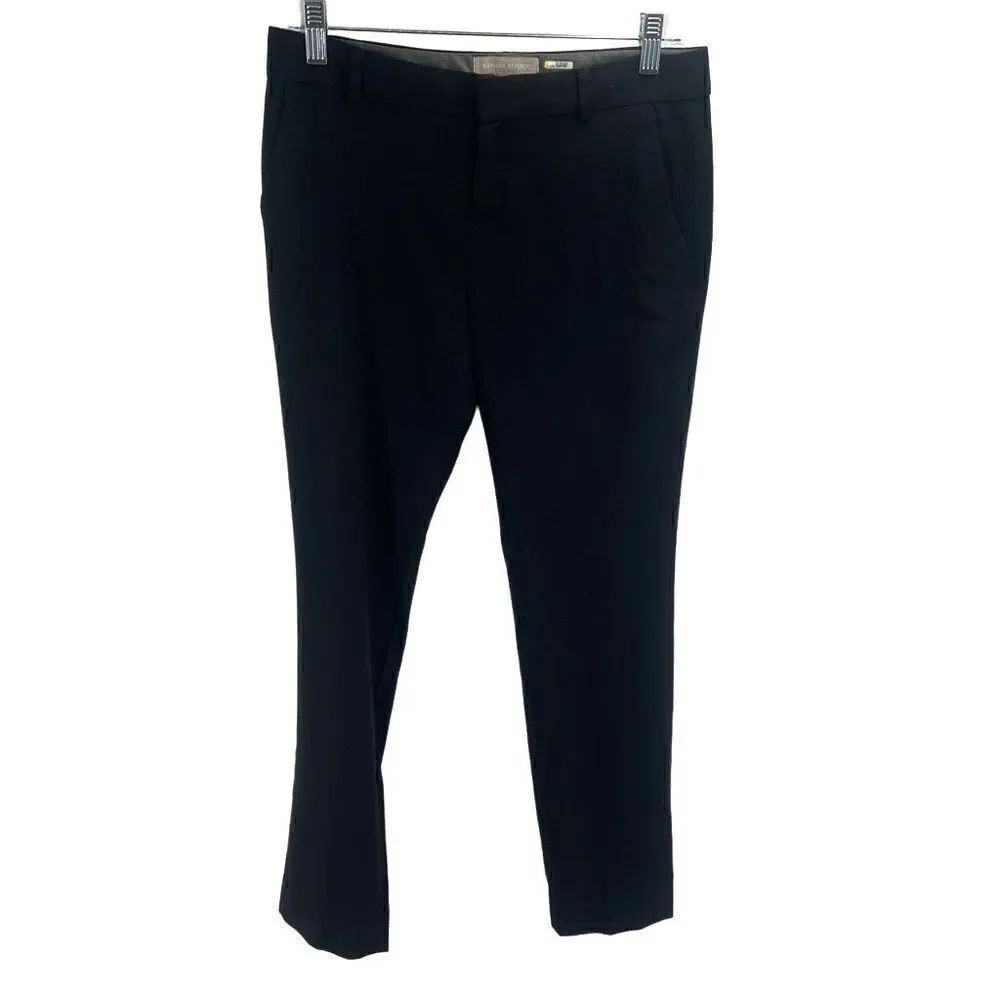 Banana Republic sexy straight Career Pants Tapered Leg Wool Stretch Work Black S